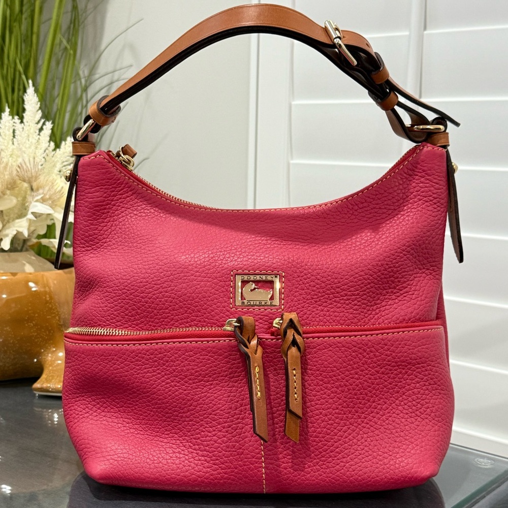 Dooney & Bourke Pink Leather Hobo Bag - Picture 6 of 9